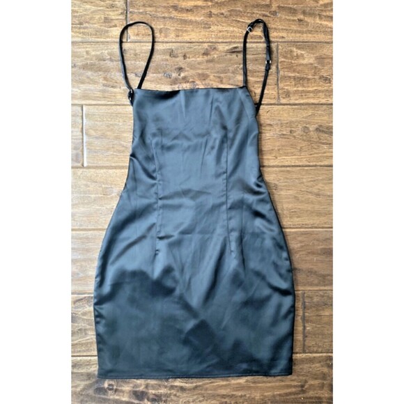 superdown Dresses & Skirts - Superdown Mini Dress Small Black Satin Backless Y2K 90's Clubwear